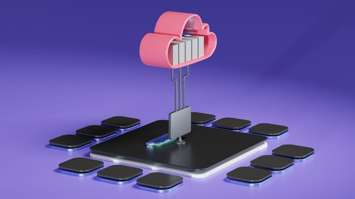 Aerial view of a modern data center with servers, symbolizing AI cloud technology and innovation.